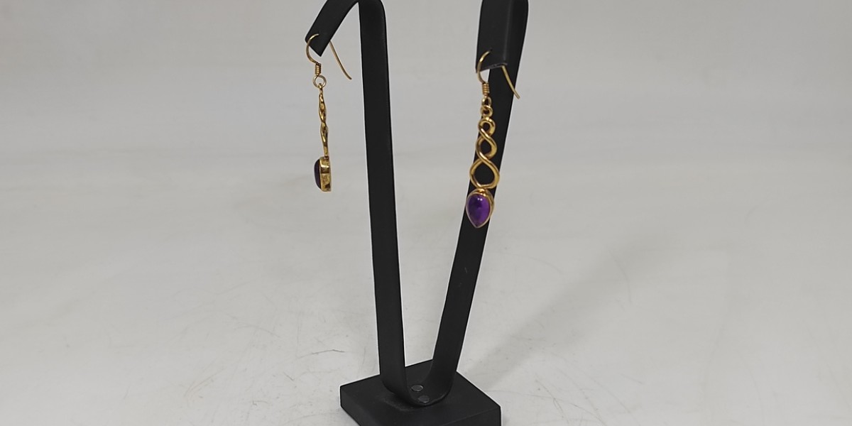 Χειροποίητα σκουλαρίκια από ασήμι 925 επιχρυσωμένο με Αμέθυστο