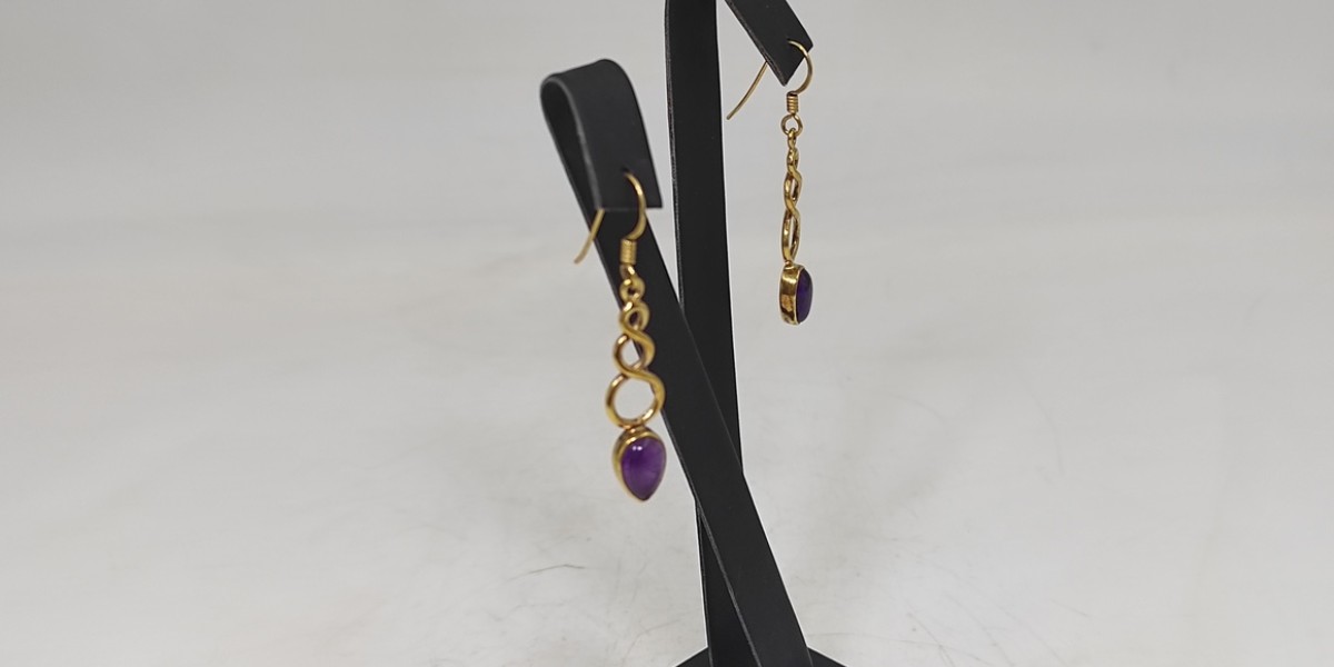 Χειροποίητα σκουλαρίκια από ασήμι 925 επιχρυσωμένο με Αμέθυστο