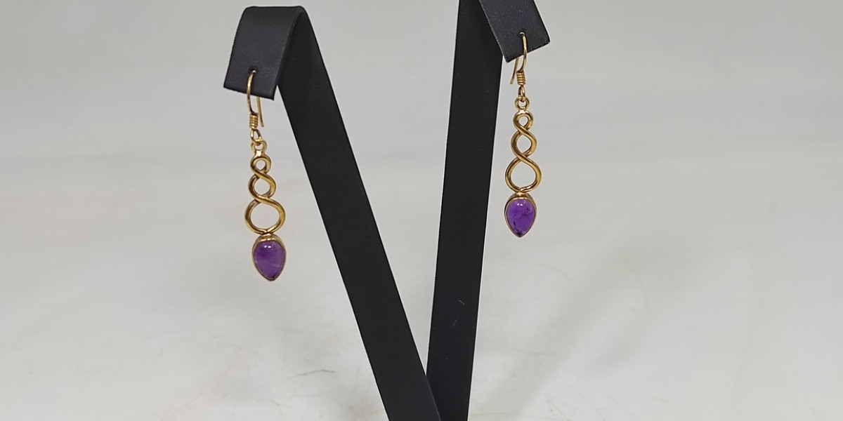 Χειροποίητα σκουλαρίκια από ασήμι 925 επιχρυσωμένο με Αμέθυστο