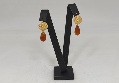 Χειροποίητα σκουλαρίκια από ασήμι 925 επιχρυσωμένο με Αχάτη