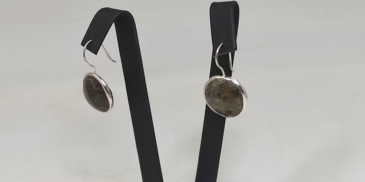 Χειροποίητα σκουλαρίκια από ασήμι 925 με Λαβραδορίτη