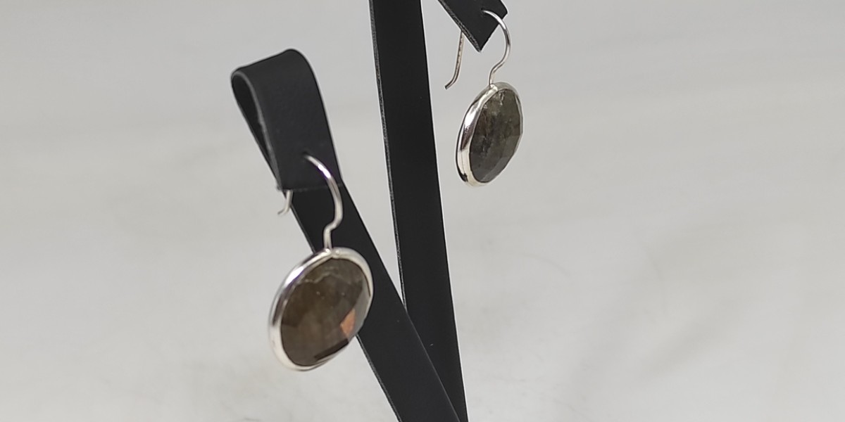 Χειροποίητα σκουλαρίκια από ασήμι 925 με Λαβραδορίτη