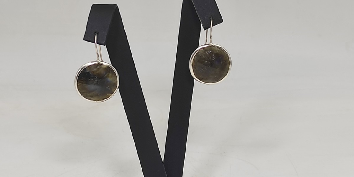 Χειροποίητα σκουλαρίκια από ασήμι 925 με Λαβραδορίτη