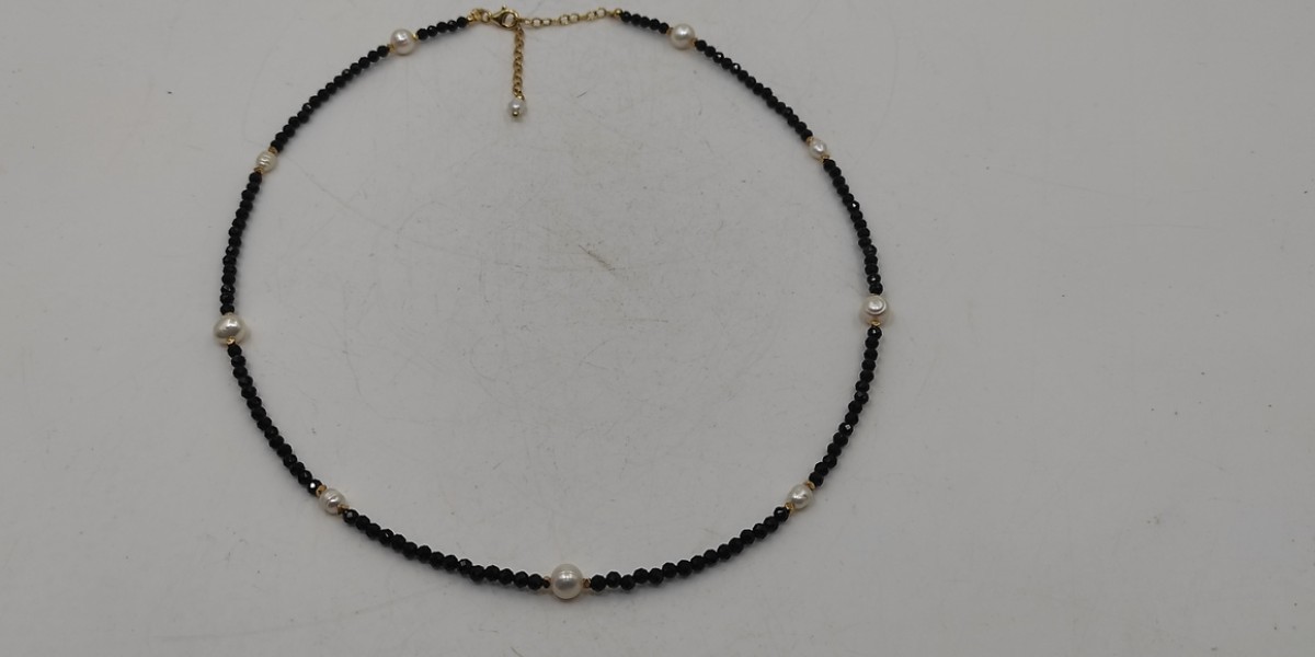 Κολιέ με Τουρμαλίνη, Μαργαριτάρι & Αιματίτη – Επίχρυσο Ασήμι