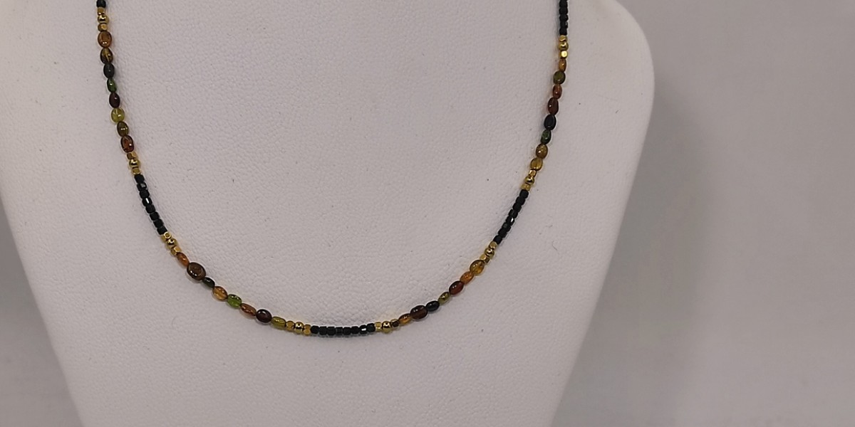 Κολιέ με Πολύχρωμη Τουρμαλίνη, Ηλιόλιθο & Αιματίτη