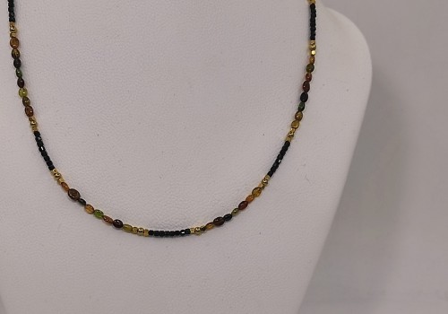 Κολιέ με Πολύχρωμη Τουρμαλίνη, Ηλιόλιθο & Αιματίτη