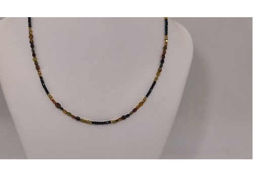 Κολιέ με Πολύχρωμη Τουρμαλίνη, Ηλιόλιθο & Αιματίτη