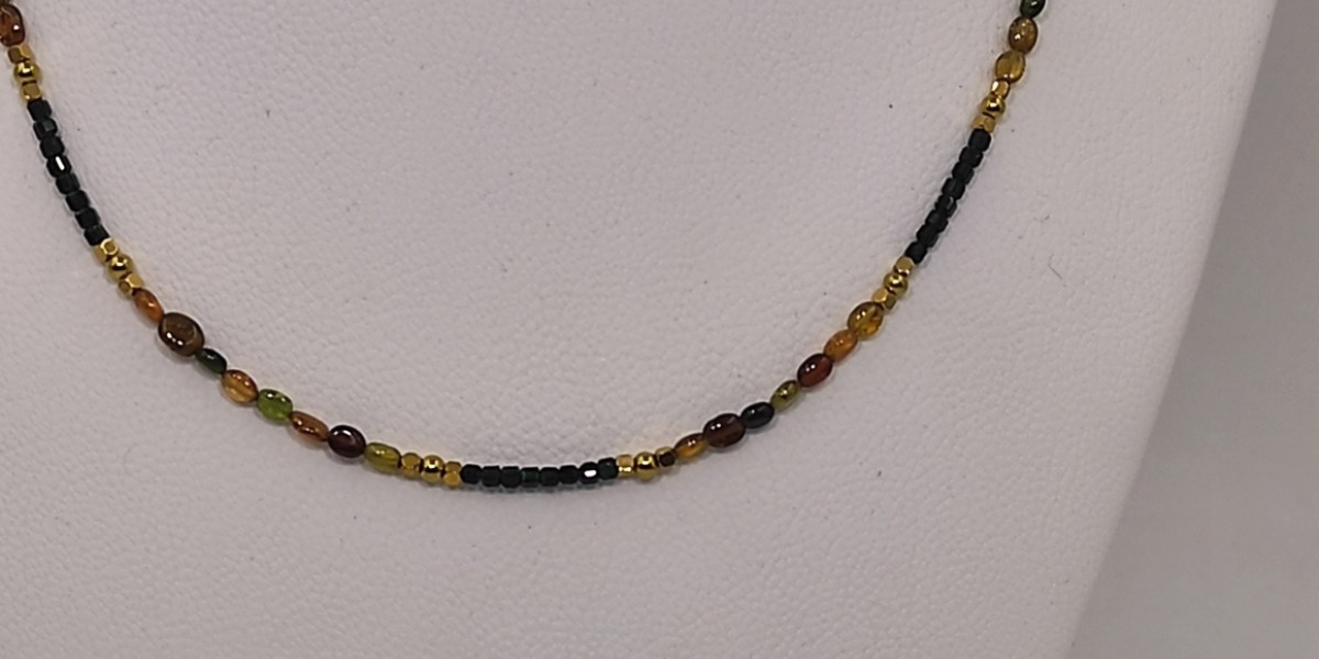 Κολιέ με Πολύχρωμη Τουρμαλίνη, Ηλιόλιθο & Αιματίτη