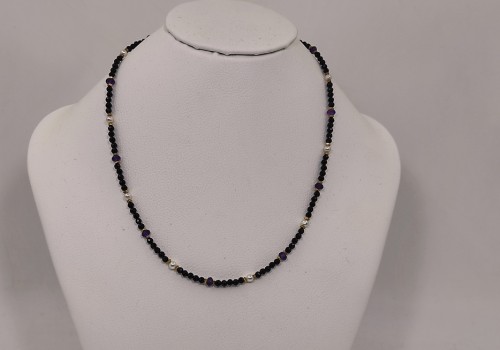 Κολλιέ με Τουρμαλίνη, Αμέθυστο, Αιματίτη & Μαργαριτάρι