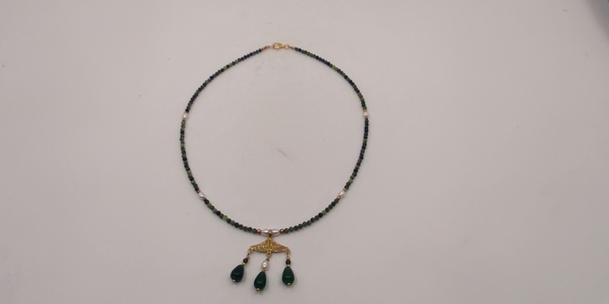 Κολιέ με Τουρμαλίνη, Γρανάτη, Νεφρίτη & Μαργαριτάρι