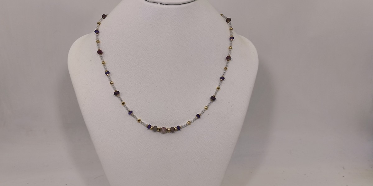 Κολιέ με Ροζ Τουρμαλίνη, Αμέθυστο, Ζιργκόν και Αιματίτη