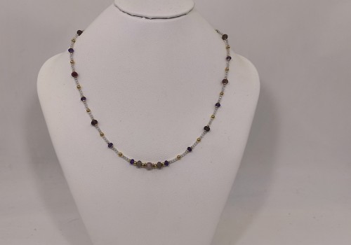 Κολιέ με Ροζ Τουρμαλίνη, Αμέθυστο, Ζιργκόν και Αιματίτη