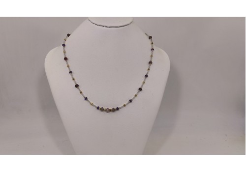 Κολιέ με Ροζ Τουρμαλίνη, Αμέθυστο, Ζιργκόν και Αιματίτη