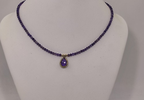 Κολιέ με Αμέθυστο – Επίχρυσο Ασήμι 925