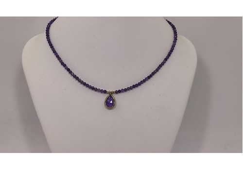 Κολιέ με Αμέθυστο – Επίχρυσο Ασήμι 925