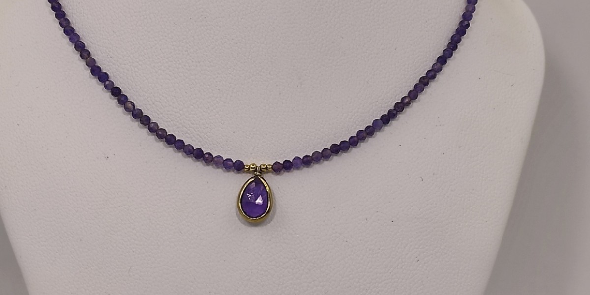 Κολιέ με Αμέθυστο – Επίχρυσο Ασήμι 925