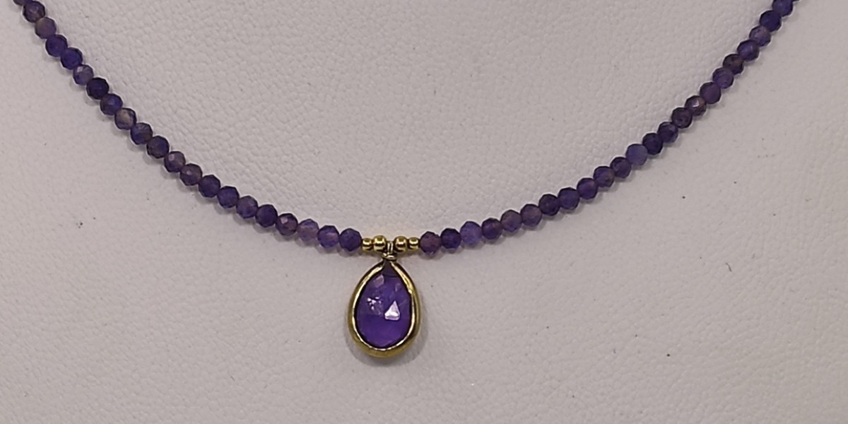 Κολιέ με Αμέθυστο – Επίχρυσο Ασήμι 925