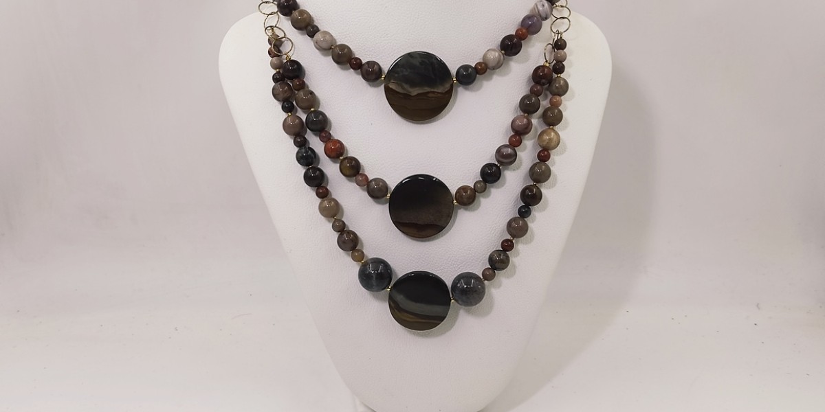 Κολιέ με Φεγγαρόπετρα & Ίασπι – Επίχρυσο Ασήμι 925