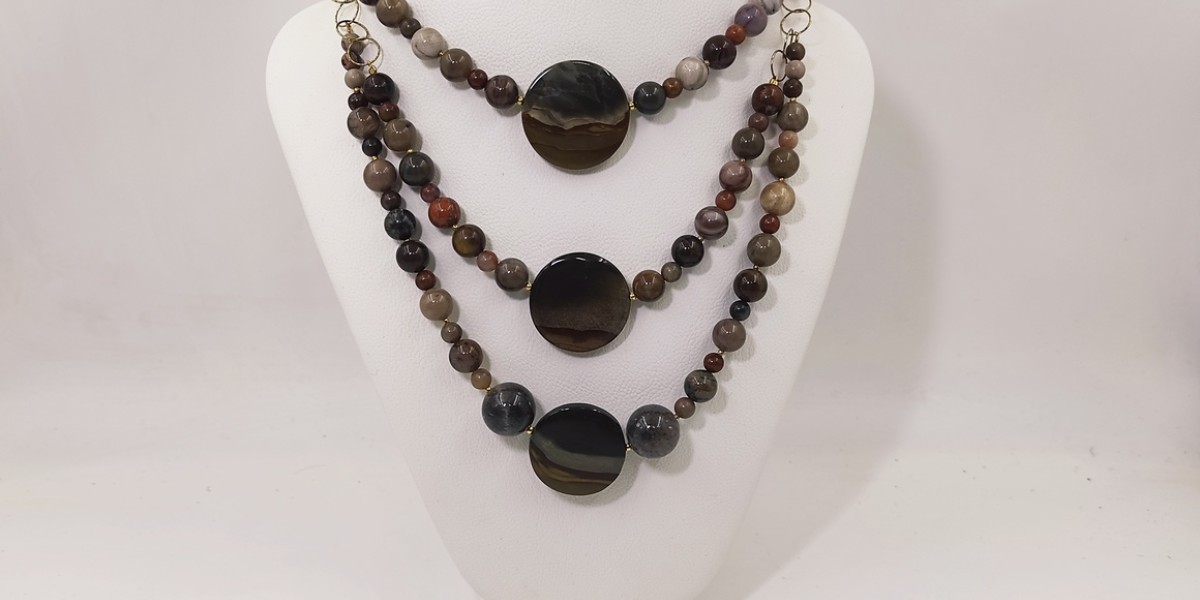 Κολιέ με Φεγγαρόπετρα & Ίασπι – Επίχρυσο Ασήμι 925