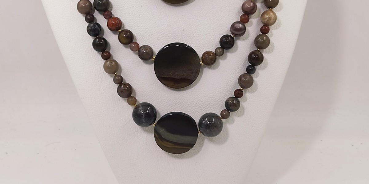 Κολιέ με Φεγγαρόπετρα & Ίασπι – Επίχρυσο Ασήμι 925