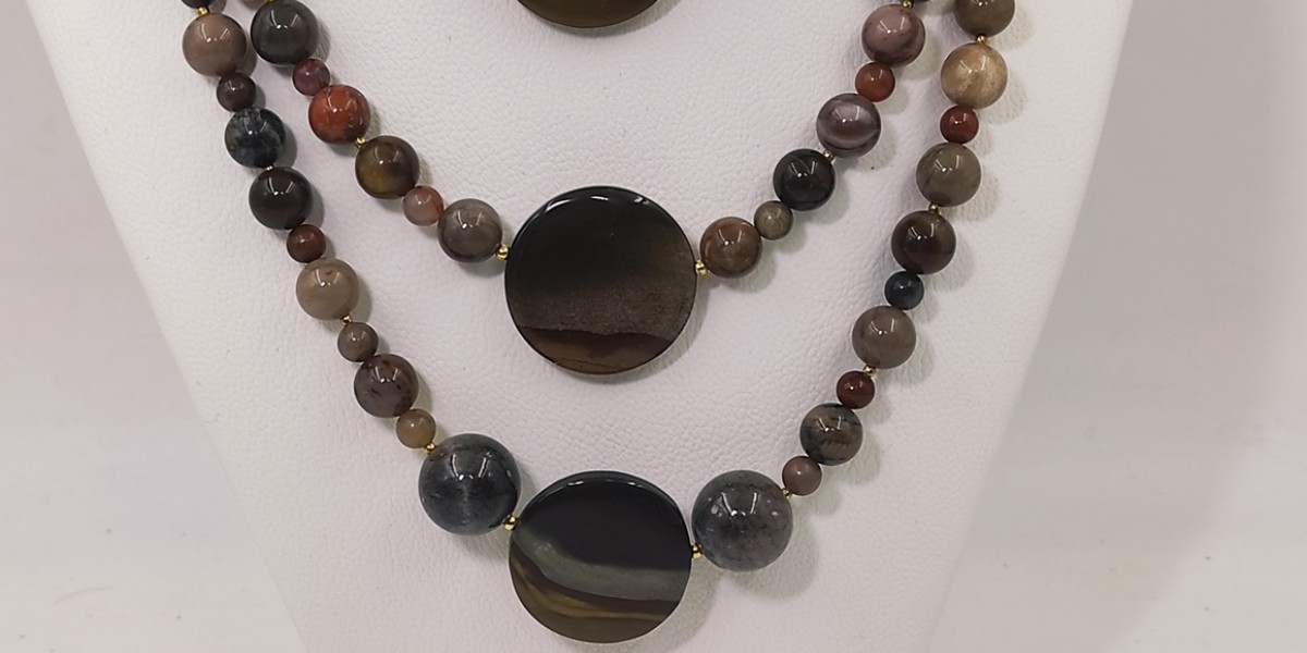 Κολιέ με Φεγγαρόπετρα & Ίασπι – Επίχρυσο Ασήμι 925