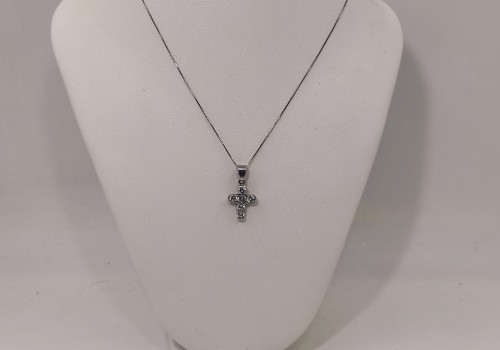 Κολιέ Σταυρός Ασημί 925 με Λευκά Ζιργκόν