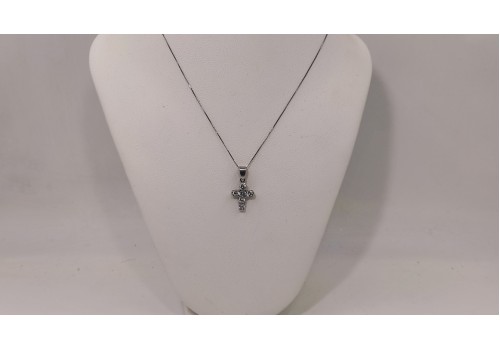 Κολιέ Σταυρός Ασημί 925 με Λευκά Ζιργκόν