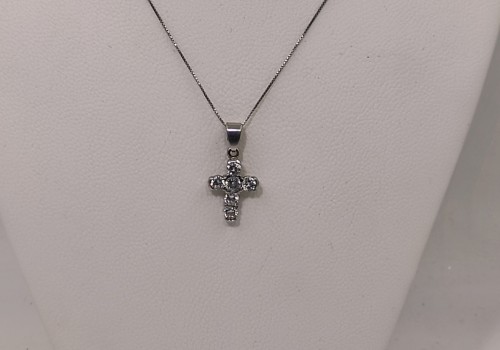Κολιέ Σταυρός Ασημί 925 με Λευκά Ζιργκόν