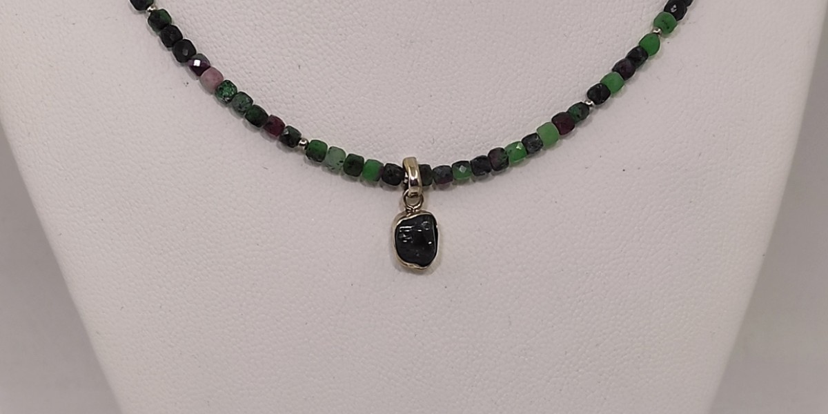 Κολιέ Ασημί με Ρουμπίνι Ζωϊσίτη & Πράσινη Τουρμαλίνη