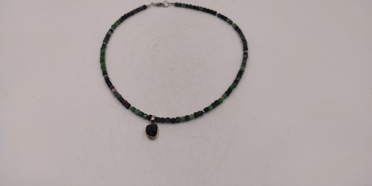 Κολιέ Ασημί με Ρουμπίνι Ζωϊσίτη & Πράσινη Τουρμαλίνη