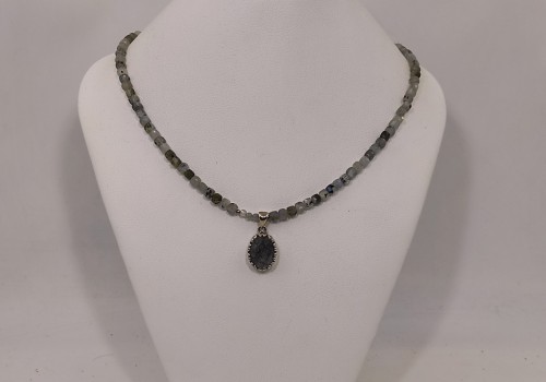 Κολιέ Ασημί 925 με Λαβραδορίτη & Στοιχείο Χαλαζία Ρουτιλίου