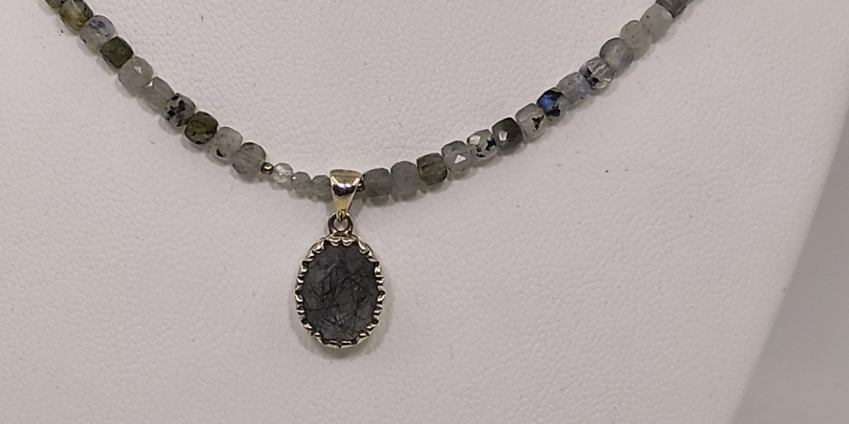 Κολιέ Ασημί 925 με Λαβραδορίτη & Στοιχείο Χαλαζία Ρουτιλίου