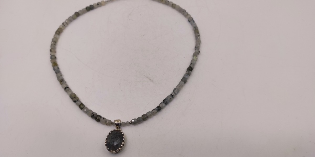 Κολιέ Ασημί 925 με Λαβραδορίτη & Στοιχείο Χαλαζία Ρουτιλίου