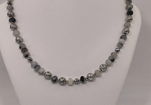 Κολιέ Ασήμι 925 με Χαλαζία Τουρμαλίνη Λάβα & Αιματίτη Κολιέ Ασήμι 925 με Χαλαζία Τουρμαλίνη Λάβα & Αιματίτη