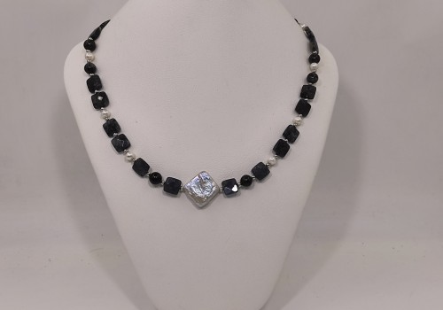 Κολιέ Ασήμι 925 με Ιόλιτη & Μαργαριτάρι