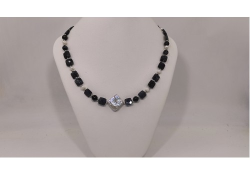 Κολιέ Ασήμι 925 με Ιόλιτη & Μαργαριτάρι