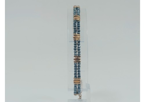 Βραχιόλι από Ατσάλι με Δίχρωμο Αιματίτη  Γραφίτη & Χρυσό