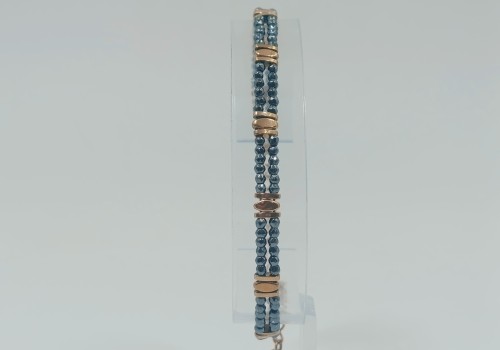 Βραχιόλι από Ατσάλι με Δίχρωμο Αιματίτη  Γραφίτη & Χρυσό