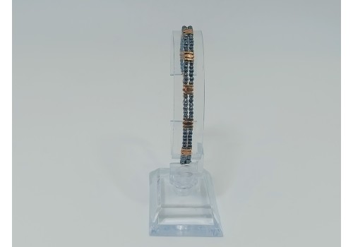 Βραχιόλι από Ατσάλι με Δίχρωμο Αιματίτη  Γραφίτη & Χρυσό