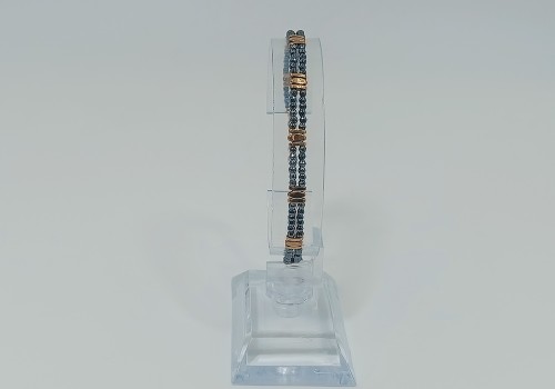 Βραχιόλι από Ατσάλι με Δίχρωμο Αιματίτη  Γραφίτη & Χρυσό