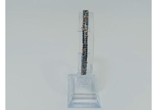 Βραχιόλι από Ατσάλι με Δίχρωμο Αιματίτη  Γραφίτη & Χρυσό