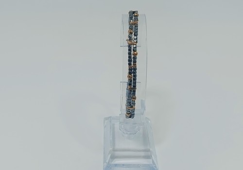 Βραχιόλι από Ατσάλι με Δίχρωμο Αιματίτη  Γραφίτη & Χρυσό