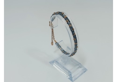 Βραχιόλι από Ατσάλι με Δίχρωμο Αιματίτη  Γραφίτη & Χρυσό