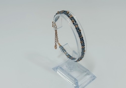 Βραχιόλι από Ατσάλι με Δίχρωμο Αιματίτη  Γραφίτη & Χρυσό