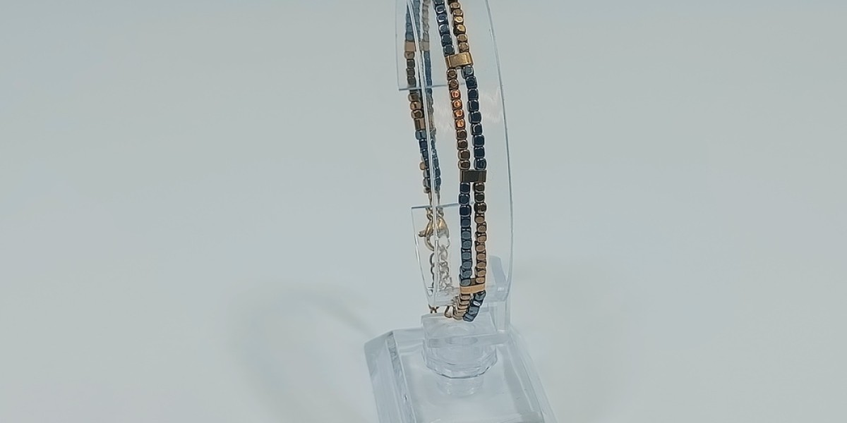 Βραχιόλι Ατσάλι Επίχρυσο με Αιματίτη