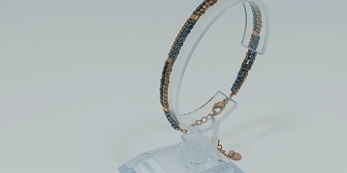 Βραχιόλι Ατσάλι Επίχρυσο με Αιματίτη