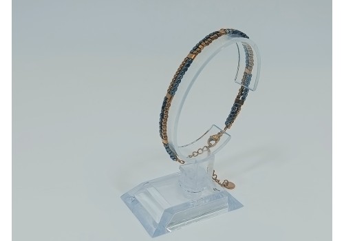 Βραχιόλι Ατσάλι Επίχρυσο με Αιματίτη