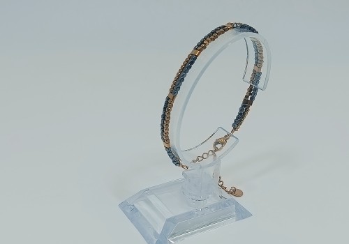 Βραχιόλι Ατσάλι Επίχρυσο με Αιματίτη