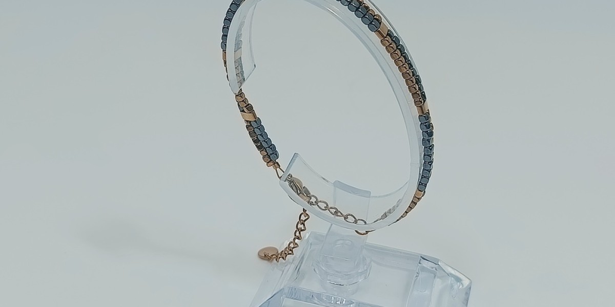 Βραχιόλι Ατσάλι Επίχρυσο με Αιματίτη