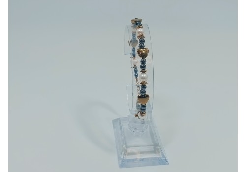 Βραχιόλι από Ανοξείδωτο Ατσάλι Επίχρυσο με Αιματίτη και Μαργαριτάρι